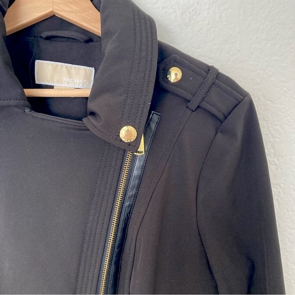 MICHAEL Michael Kors Long Black Moto Style Jacket Coat, Size M - Picture 2 of 7